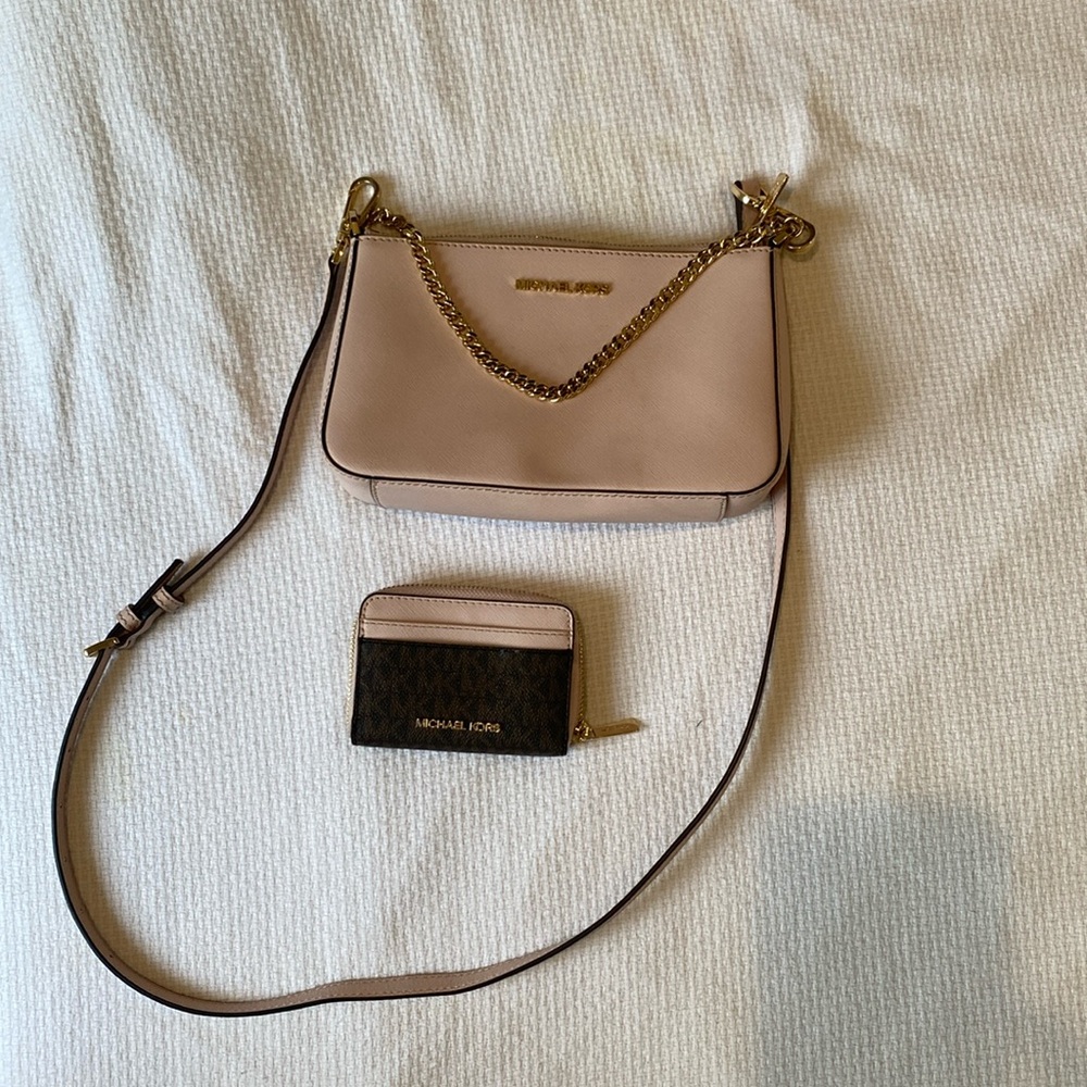 Michael Kors pink purse with matching wallet